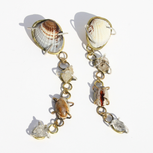 One of a kind Shinnecock shell earrings (Relative Arts Exclusive)